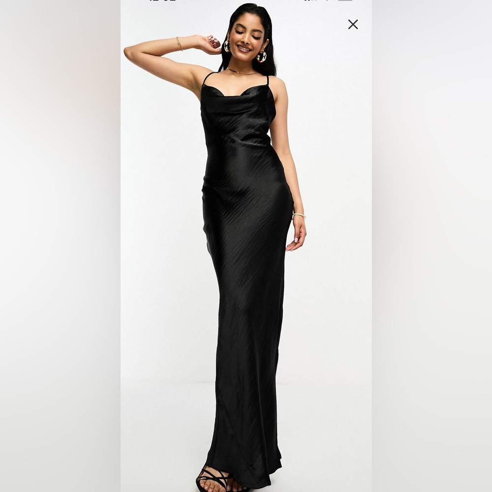 ASOS Design cami max slip dress in high shine satin with lace up back